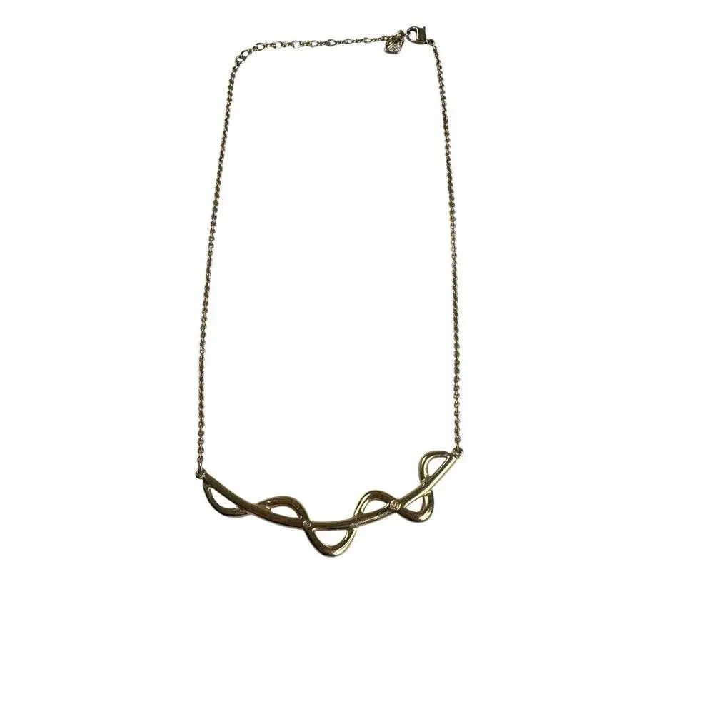 Vintage Swarovski Gold Tone Pavé Crystal Necklace Classic Glam Signed Swan